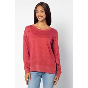 Recreation Wide Neck Burgundy Long Sleeve Top - Size Large